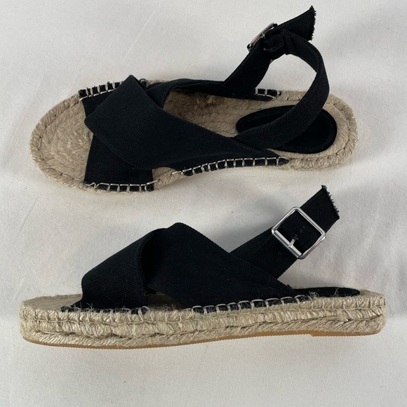 Reserved Canvas Strappy Espadrille‎ Sandal in Black Size 9 - Picture 1 of 6